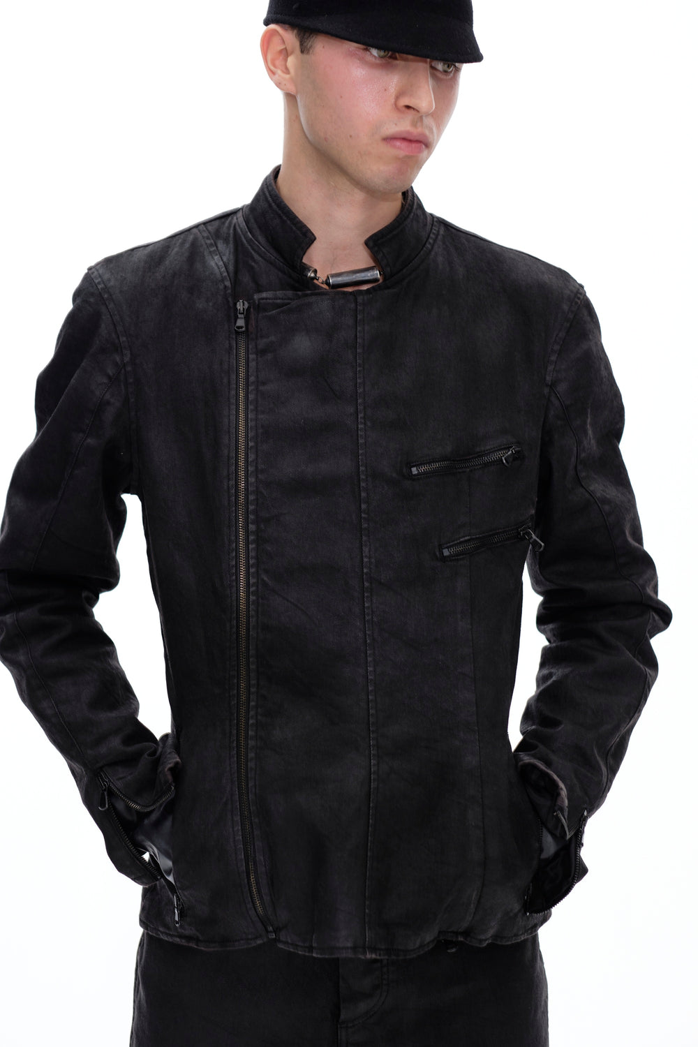 COATED BIKER JACKET