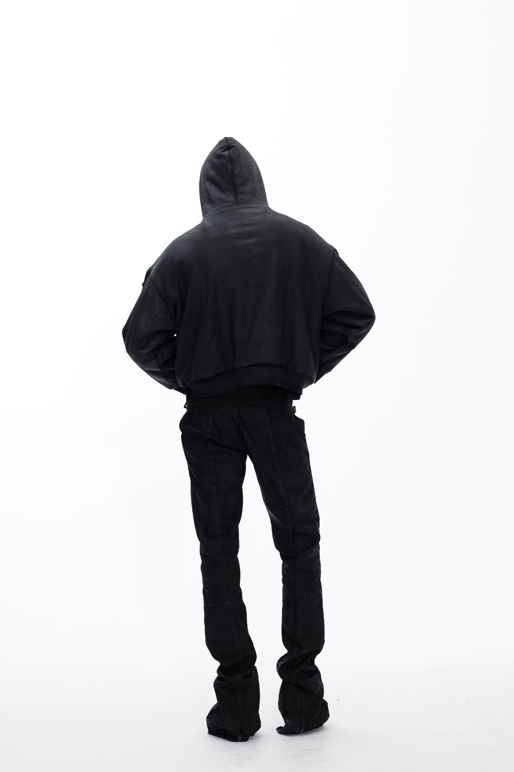 HOODIE WAXED JACKET - BLACK