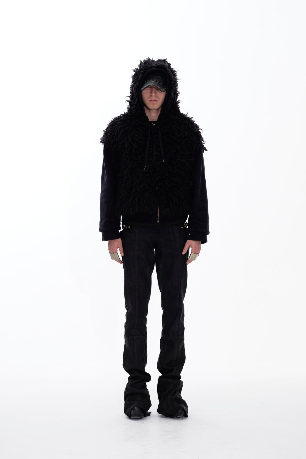 HOODIE WAXED JACKET - BLACK