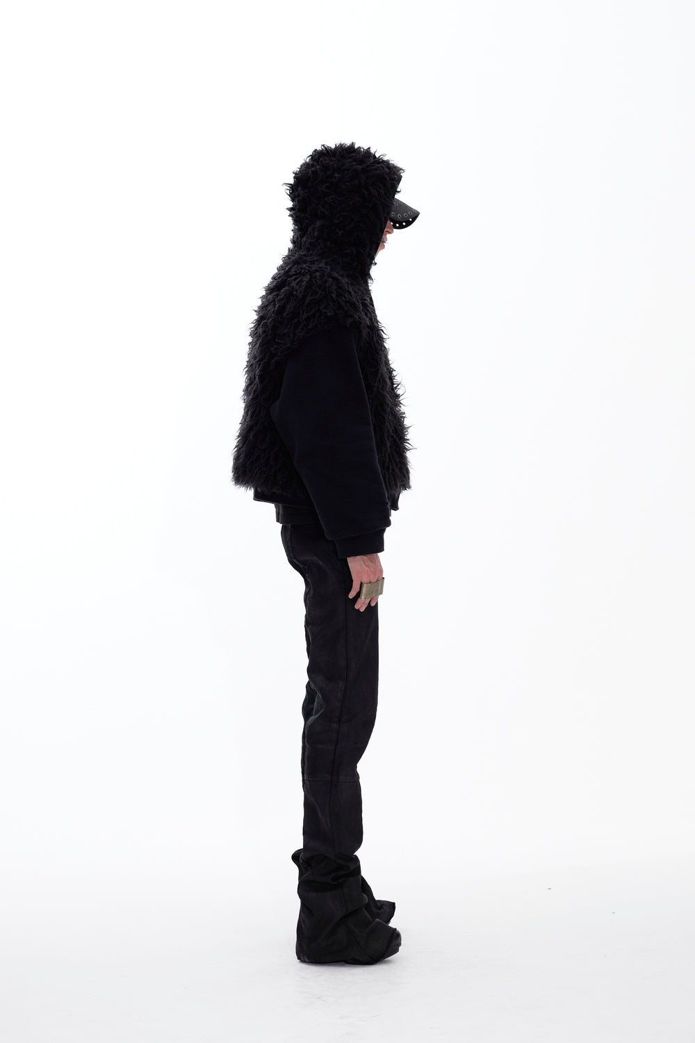 HOODIE WAXED JACKET - BLACK