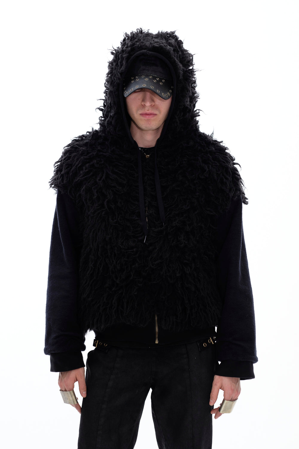 HOODIE WAXED JACKET - BLACK