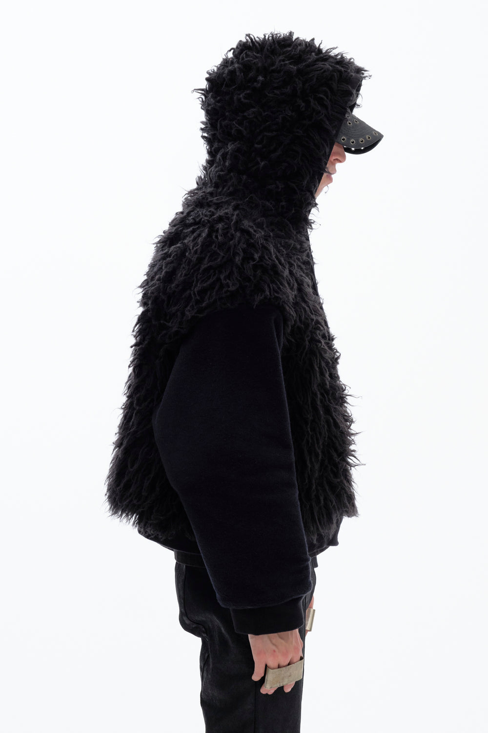 HOODIE WAXED JACKET - BLACK