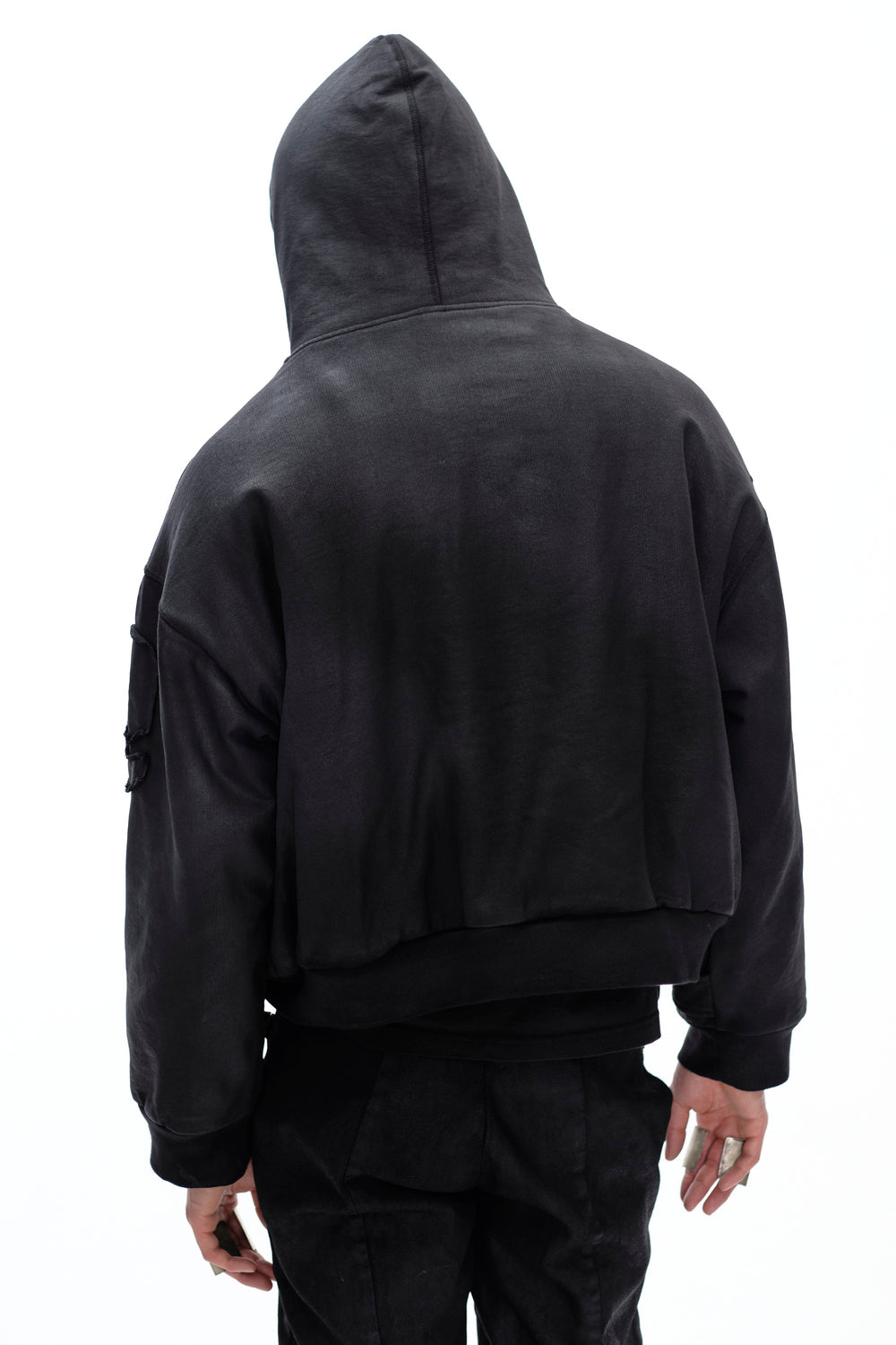 HOODIE WAXED JACKET - BLACK