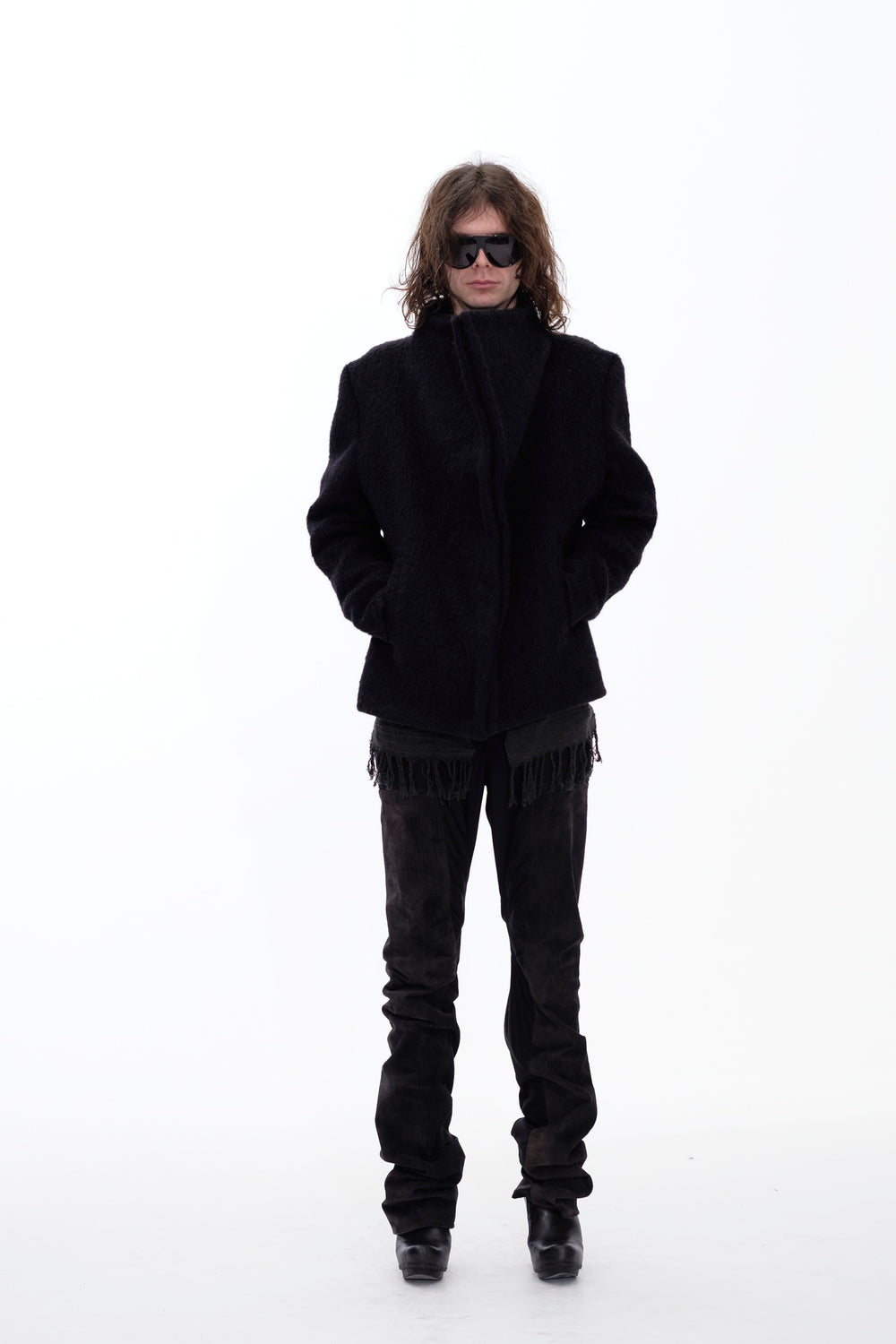 SQUARED WOOL JACKET - BLACK