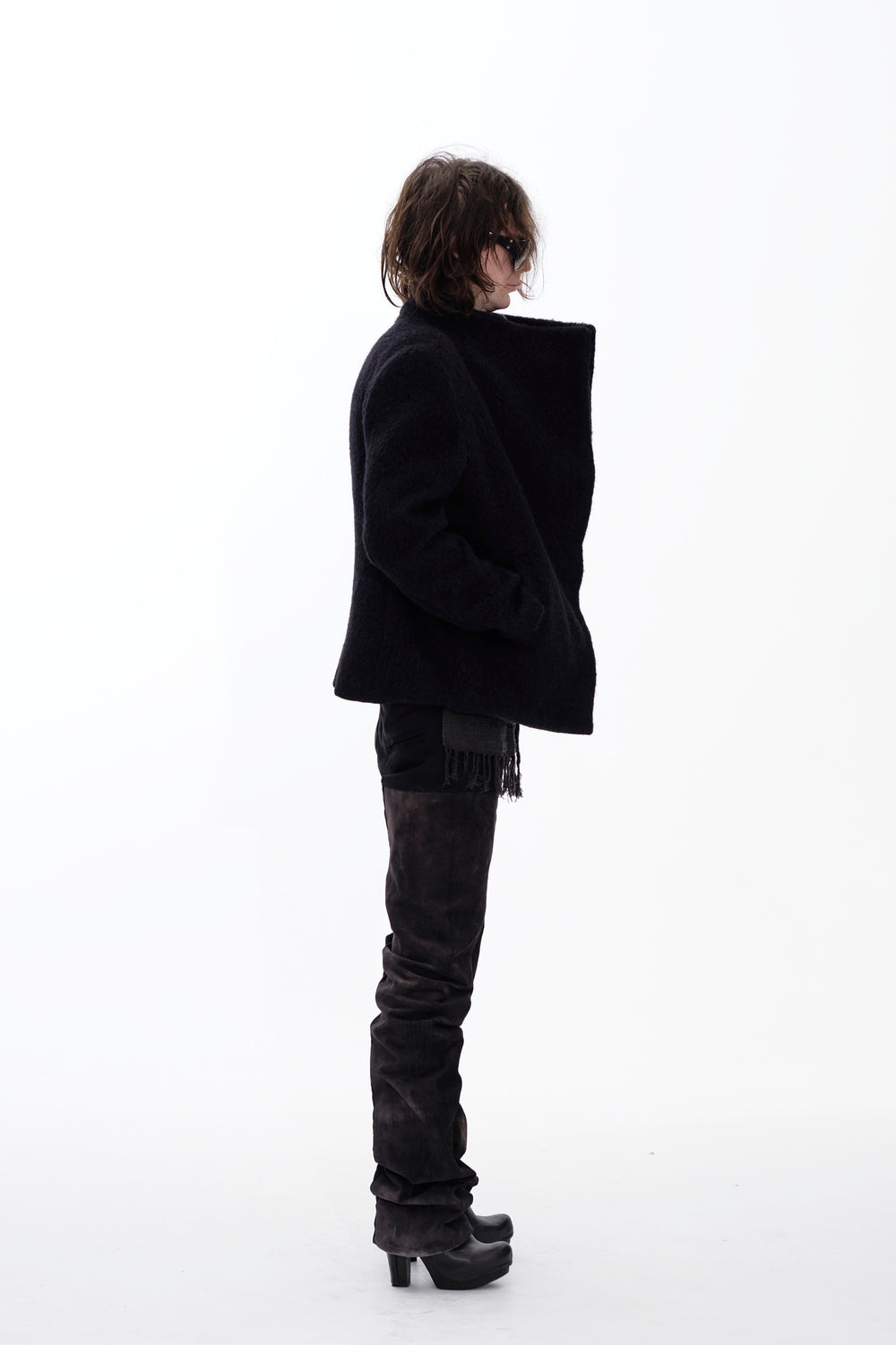 SQUARED WOOL JACKET - BLACK