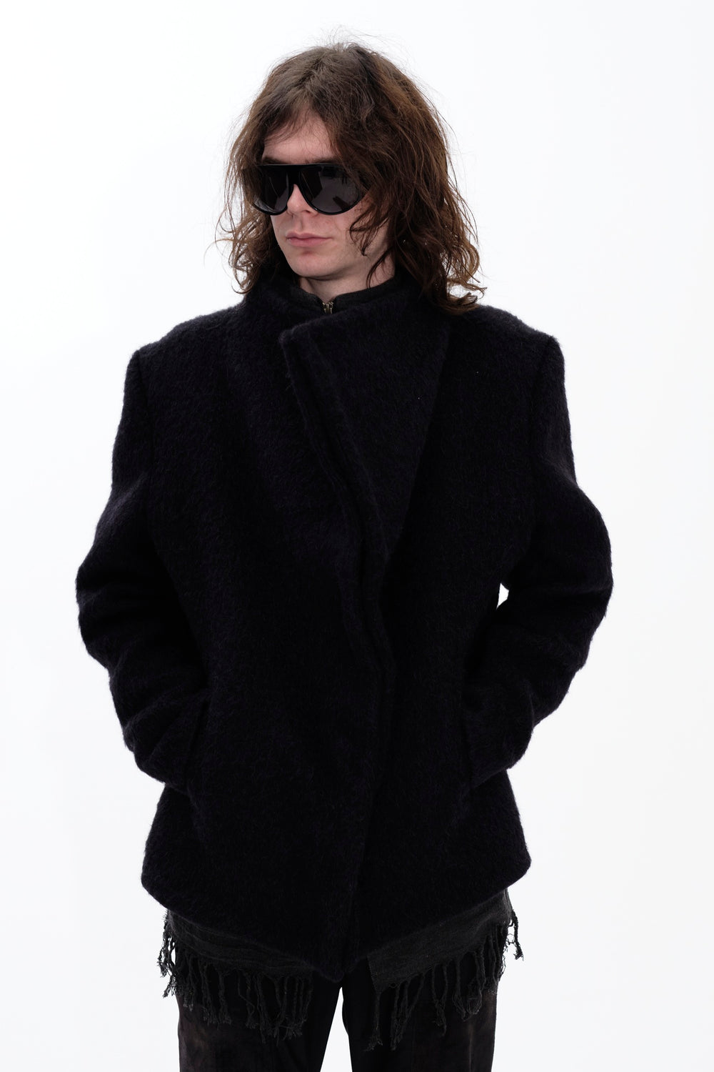 SQUARED WOOL JACKET - BLACK