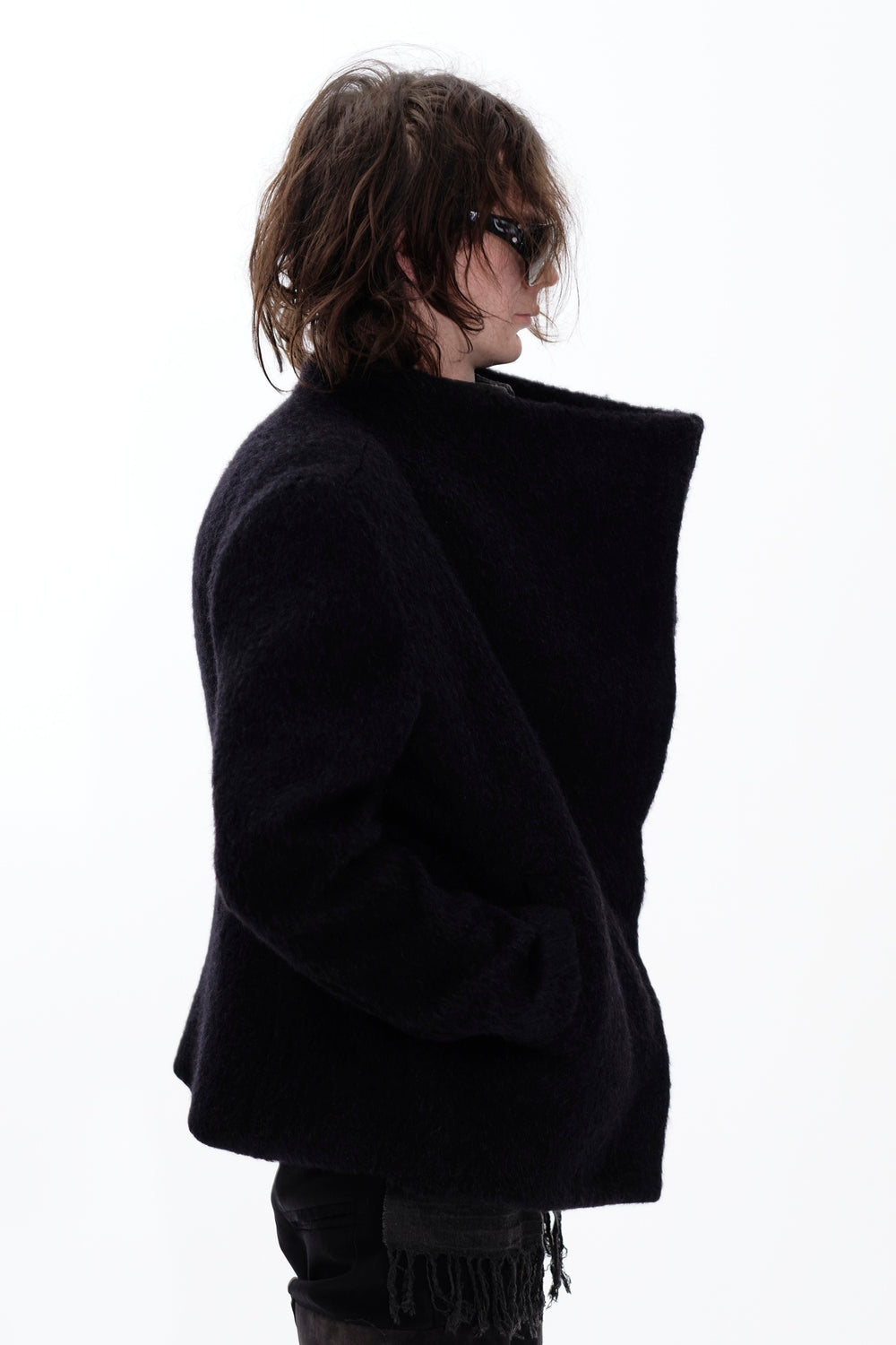 SQUARED WOOL JACKET - BLACK