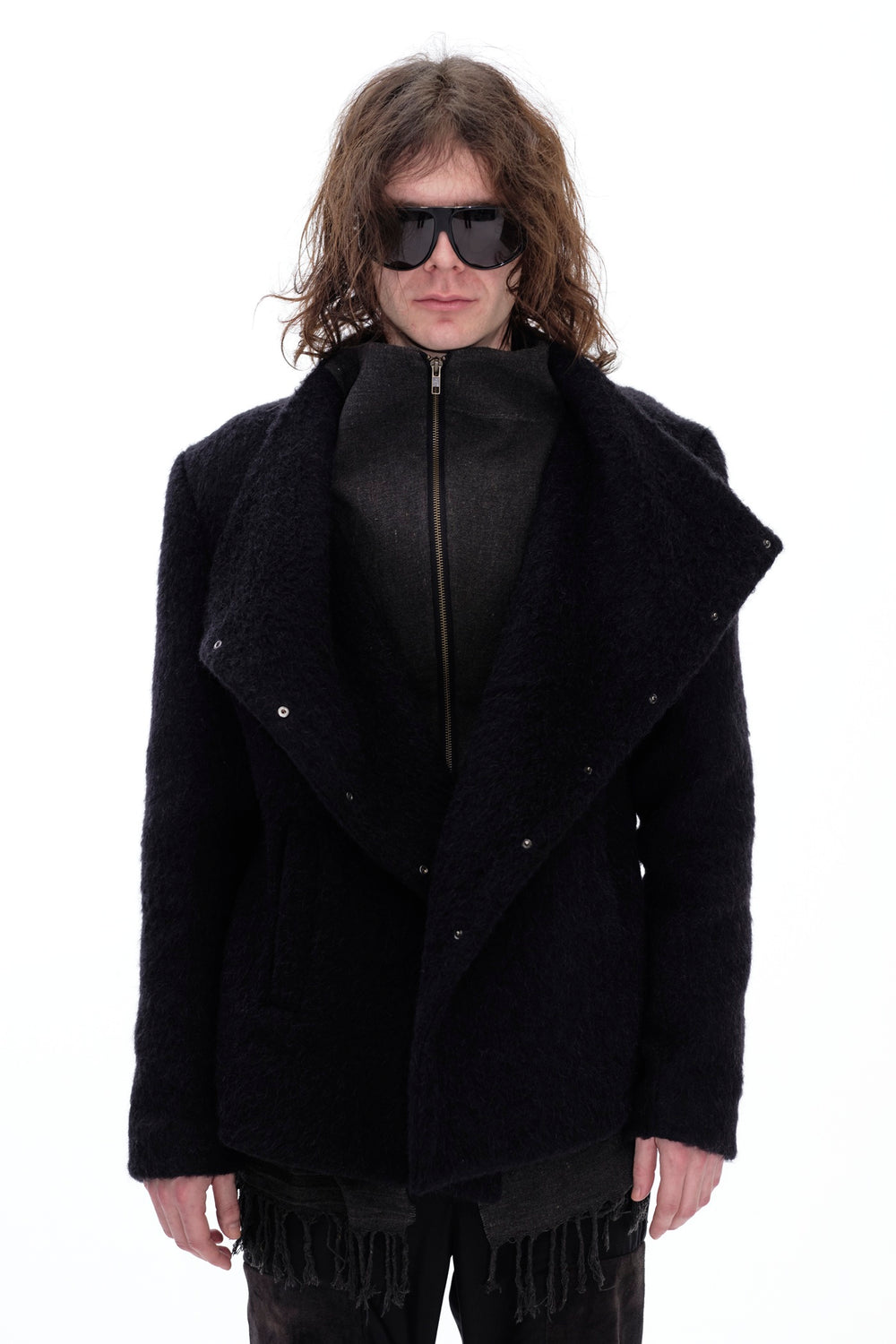 SQUARED WOOL JACKET - BLACK