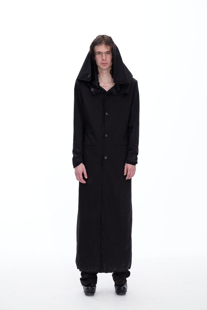 SQUARED LONG COAT - BLACK