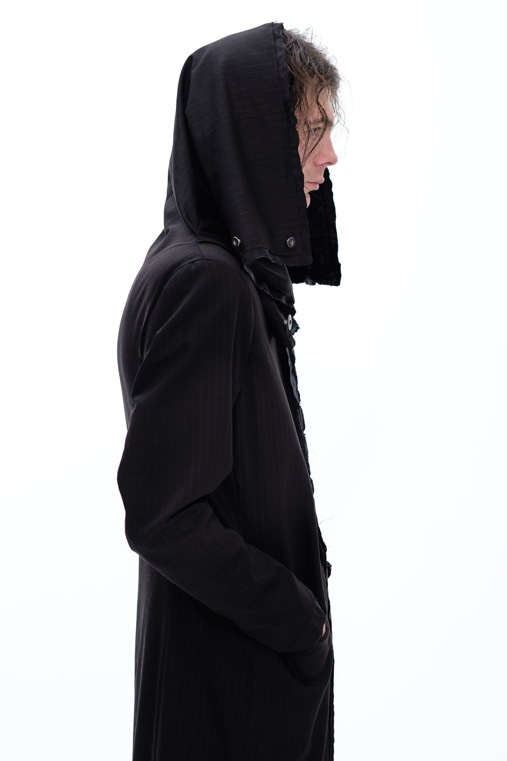 SQUARED LONG COAT - BLACK