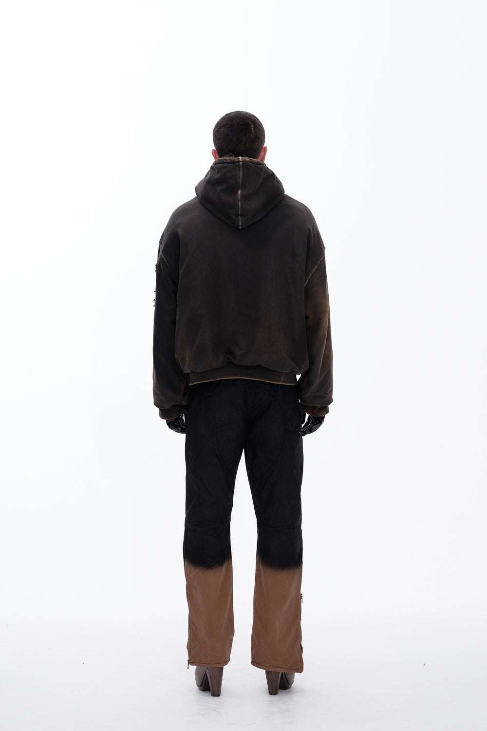 HOODIE WAXED JACKET - DARK BROWN