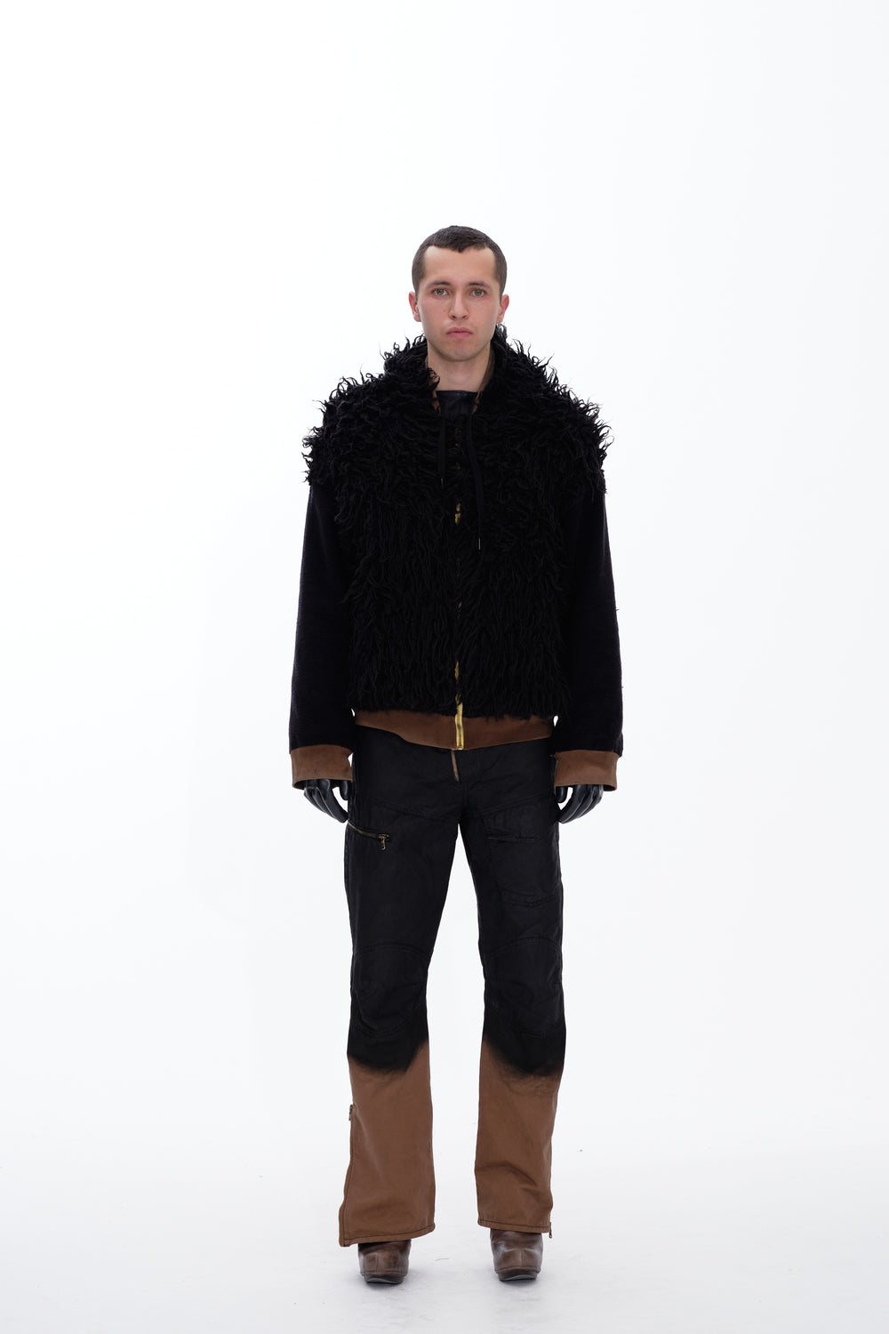 HOODIE WAXED JACKET - DARK BROWN