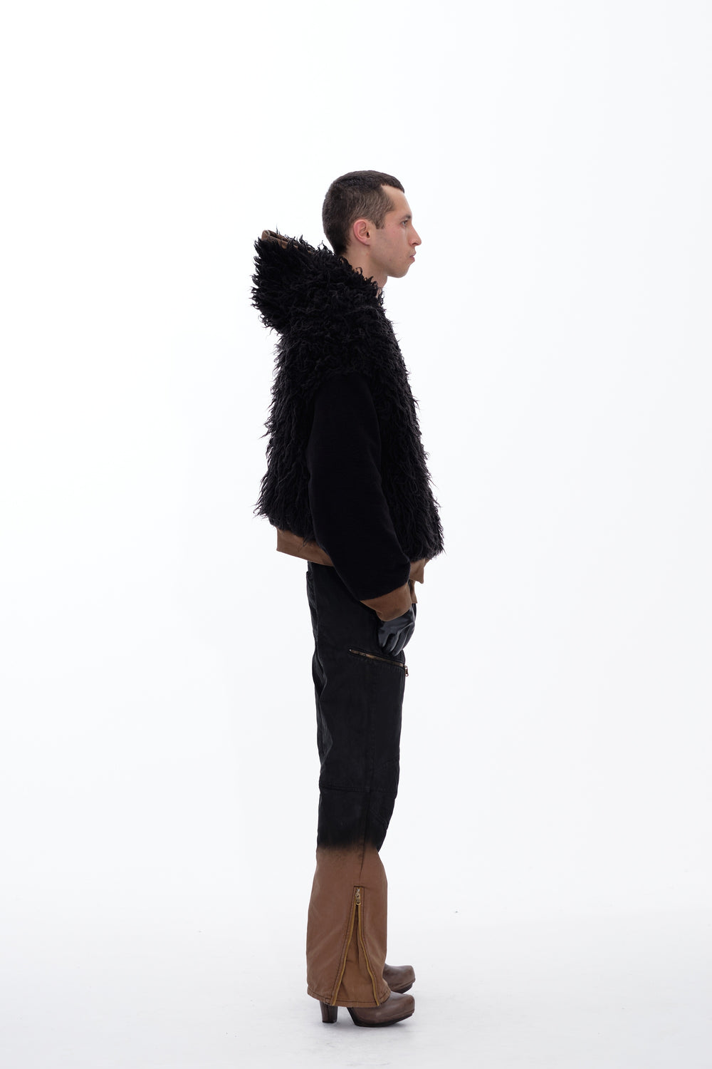 HOODIE WAXED JACKET - DARK BROWN