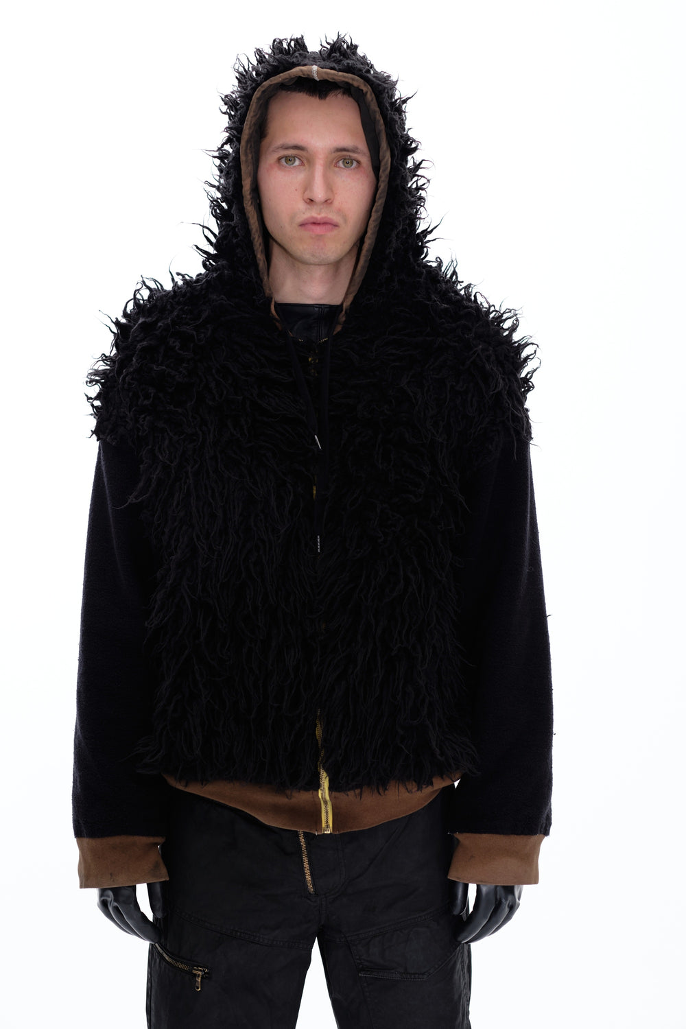 HOODIE WAXED JACKET - DARK BROWN