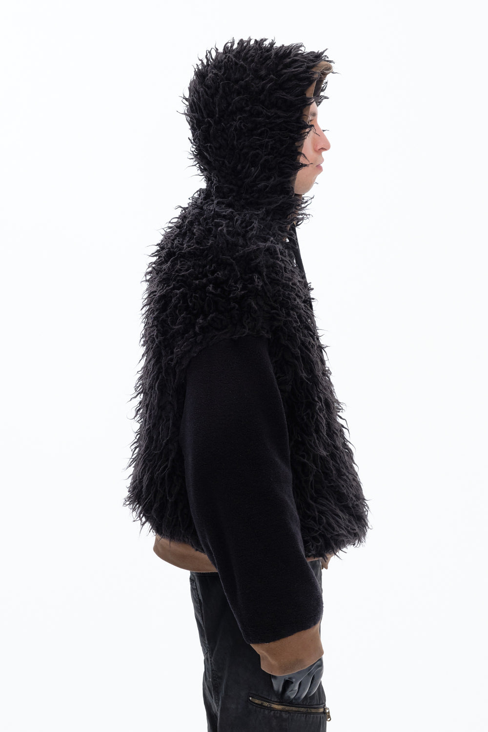 HOODIE WAXED JACKET - DARK BROWN