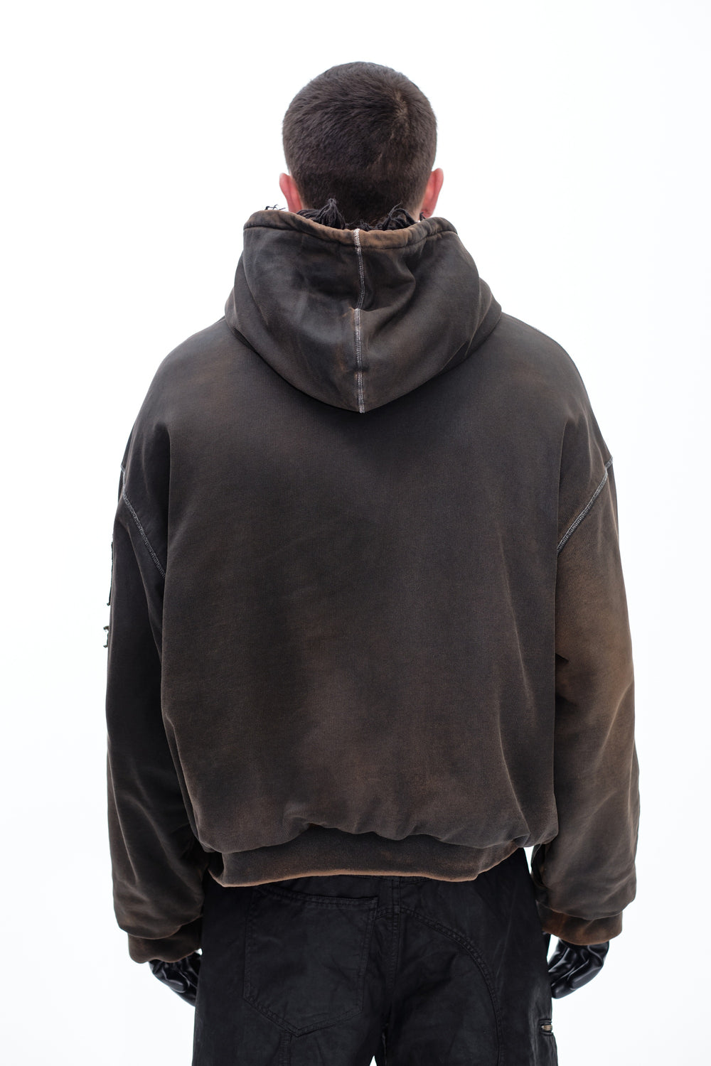 HOODIE WAXED JACKET - DARK BROWN