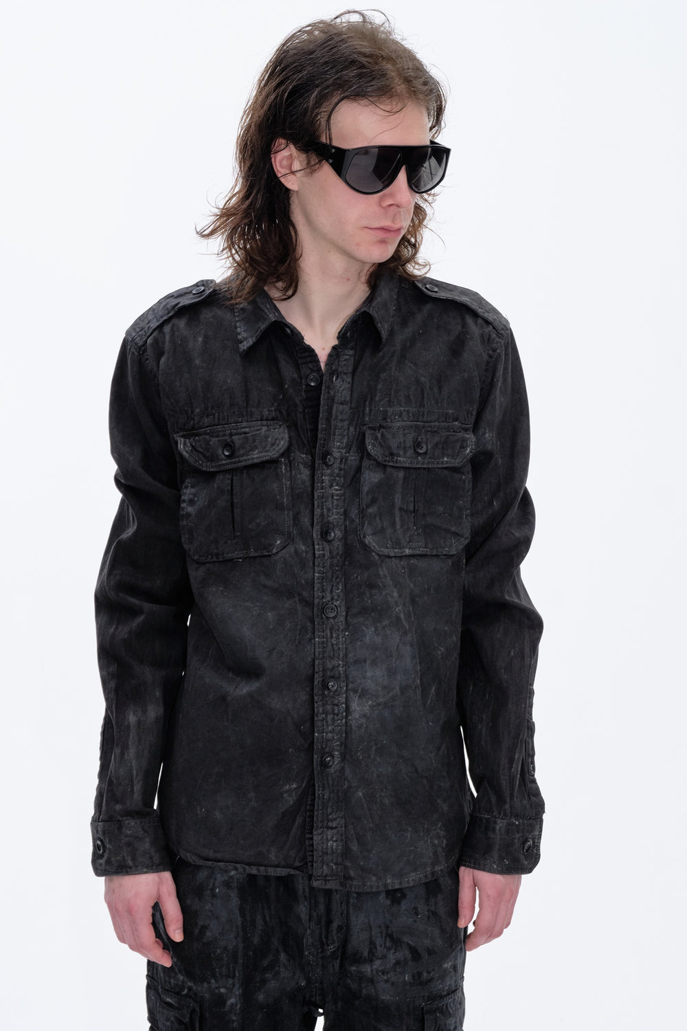 OILSKIN ARMY SHIRT - BLACK