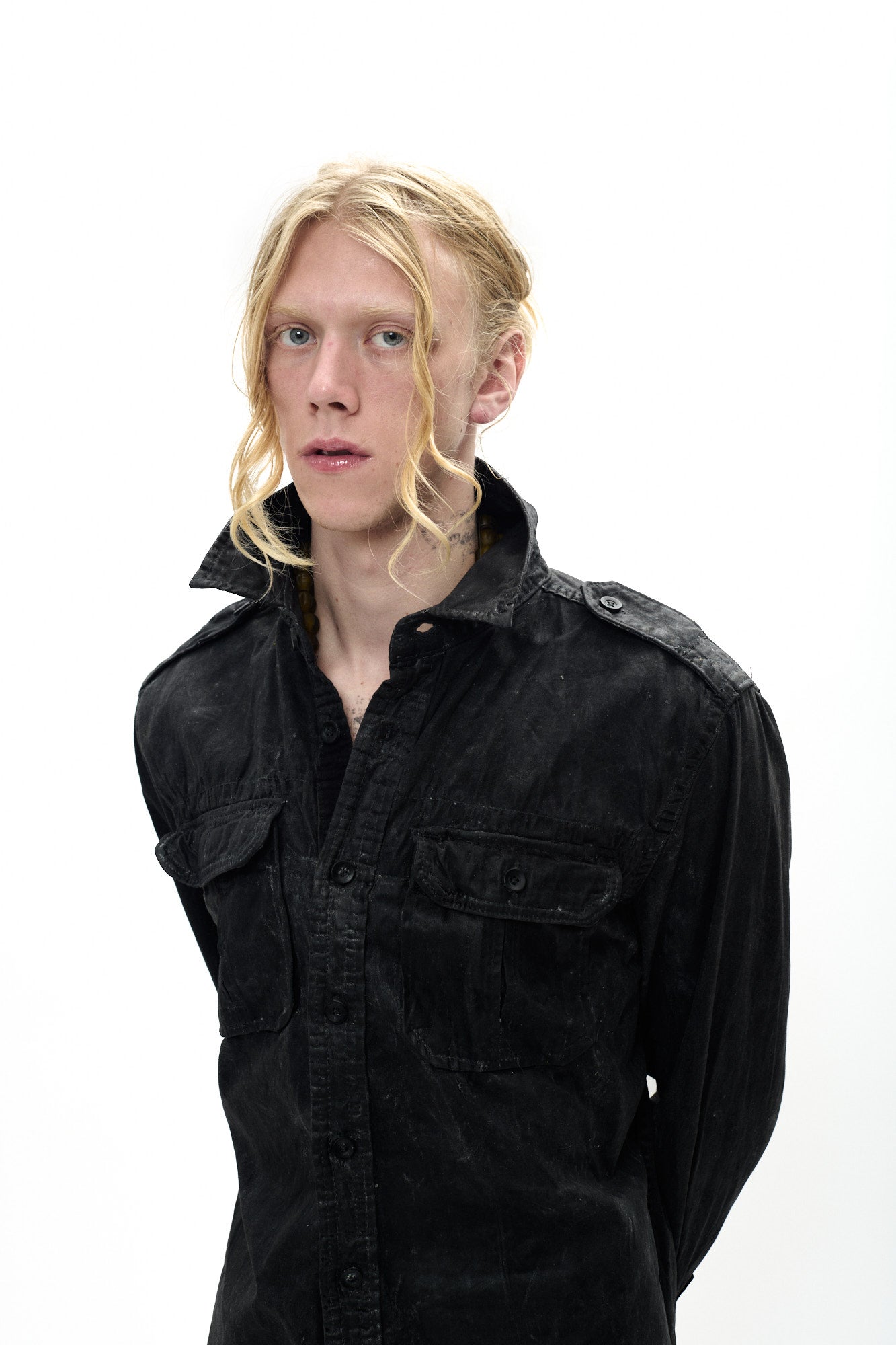 OILSKIN ARMY SHIRT - BLACK
