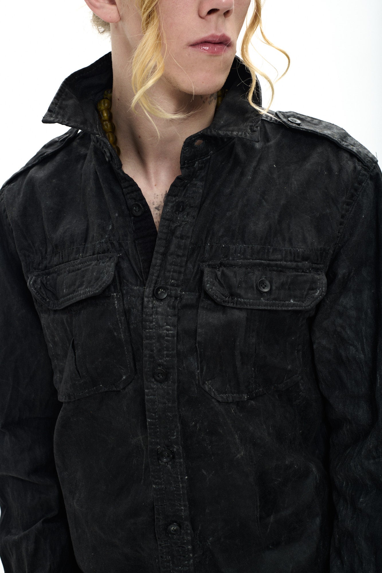 OILSKIN ARMY SHIRT - BLACK
