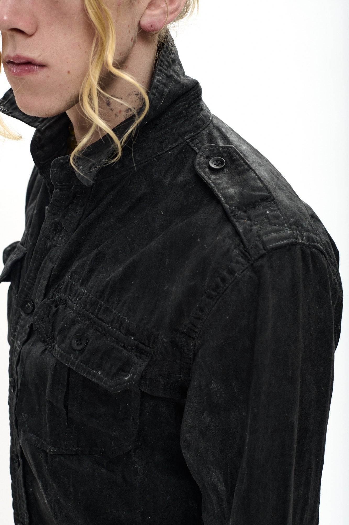 OILSKIN ARMY SHIRT - BLACK