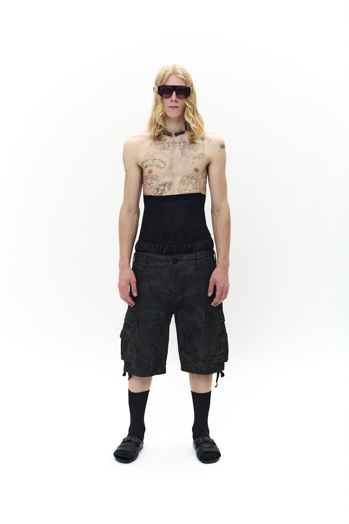 オイルスキン カーゴパンツ – ブラック