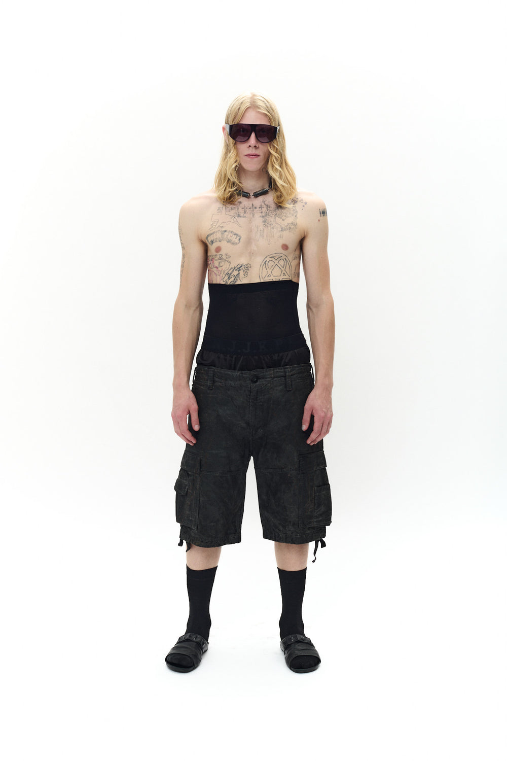 オイルスキン カーゴパンツ – ブラック