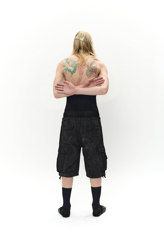 オイルスキン カーゴパンツ – ブラック