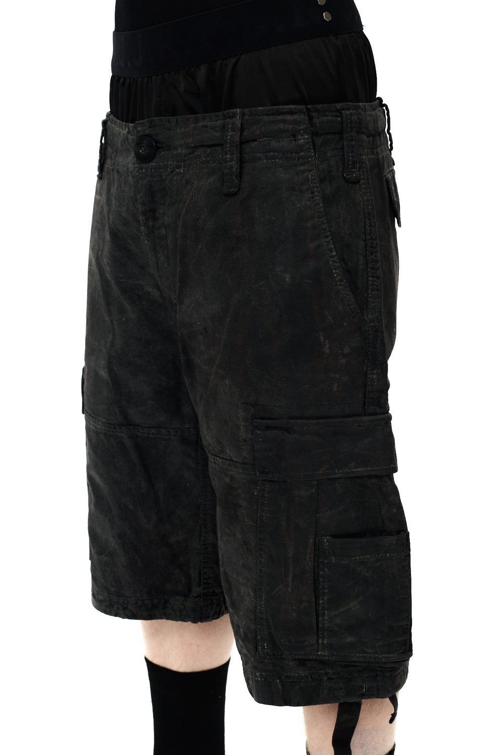 オイルスキン カーゴパンツ – ブラック