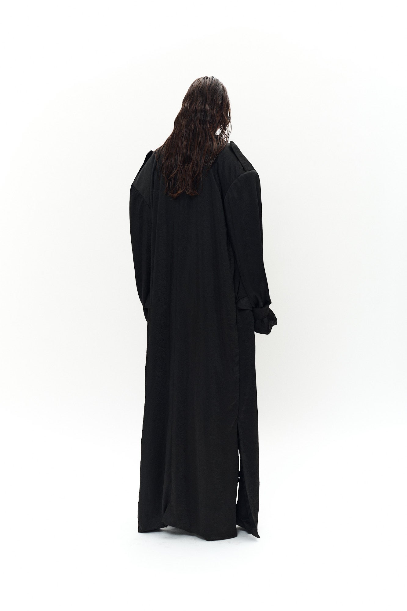 LONG TRENCH COAT - BLACK