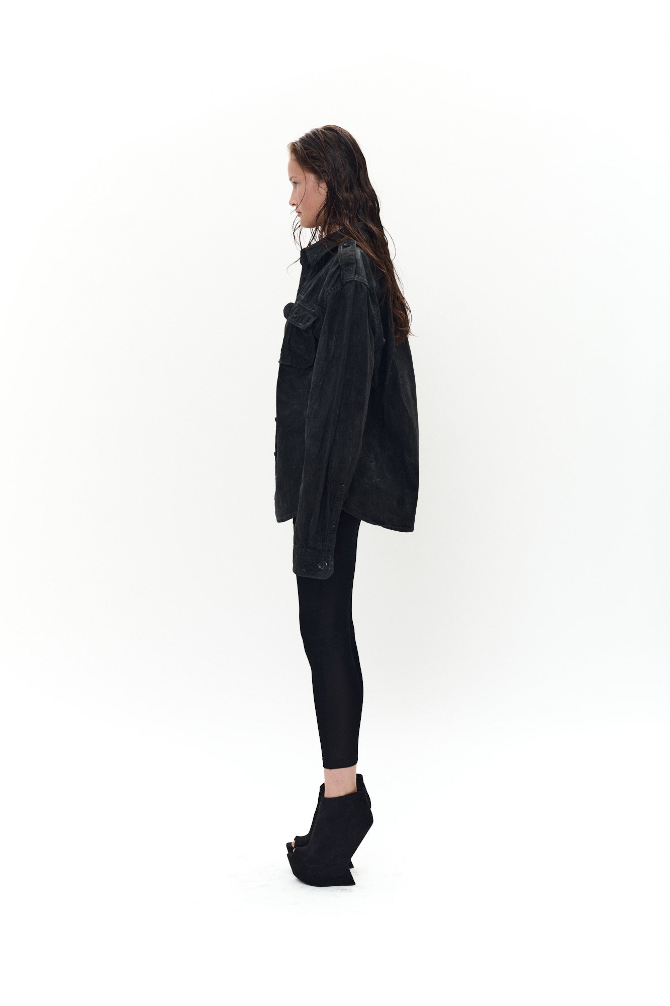 OILSKIN ARMY SHIRT - BLACK