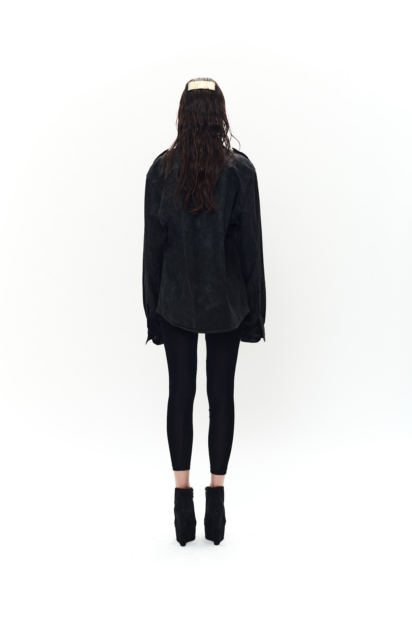 OILSKIN ARMY SHIRT - BLACK