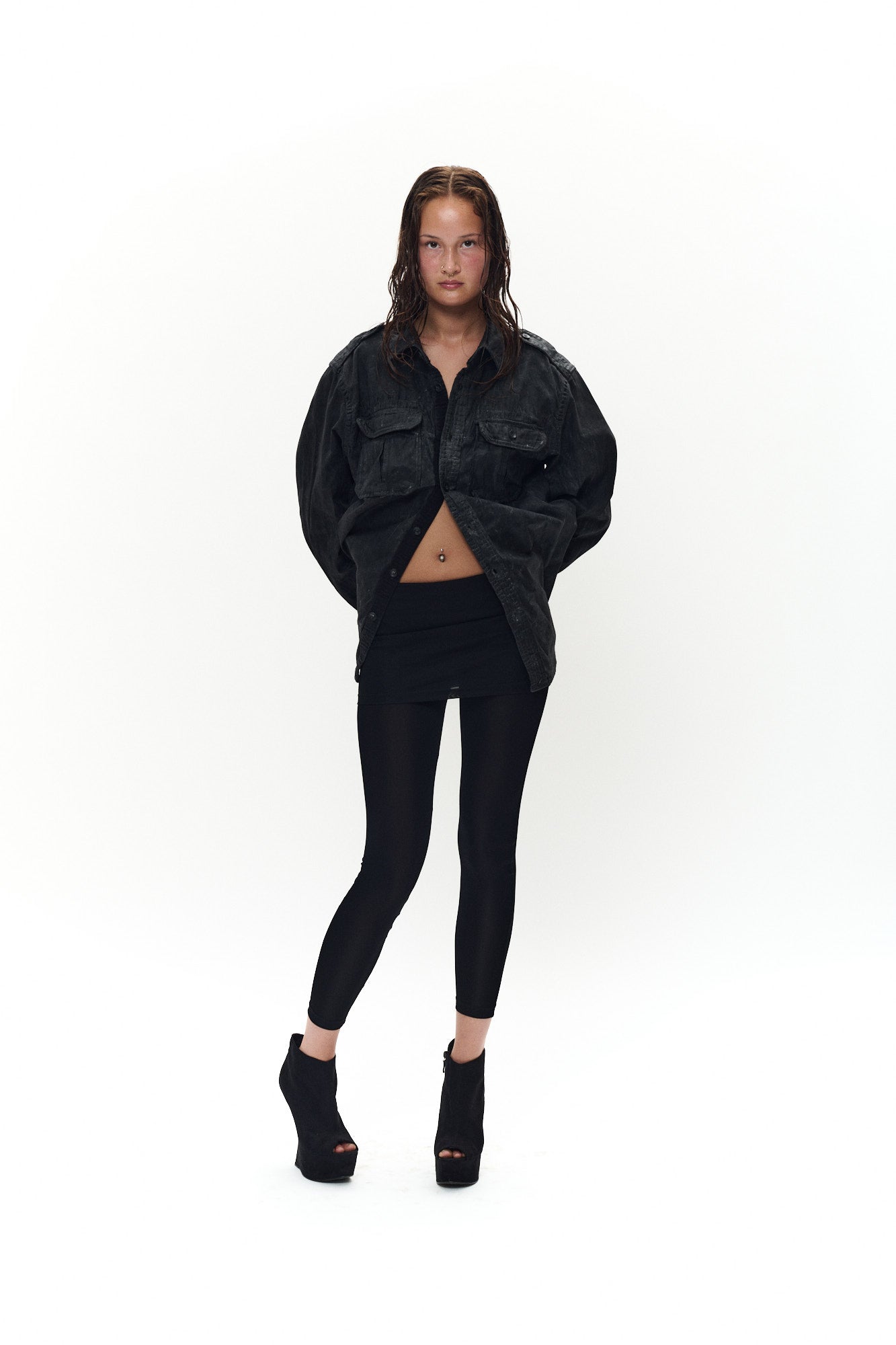OILSKIN ARMY SHIRT - BLACK