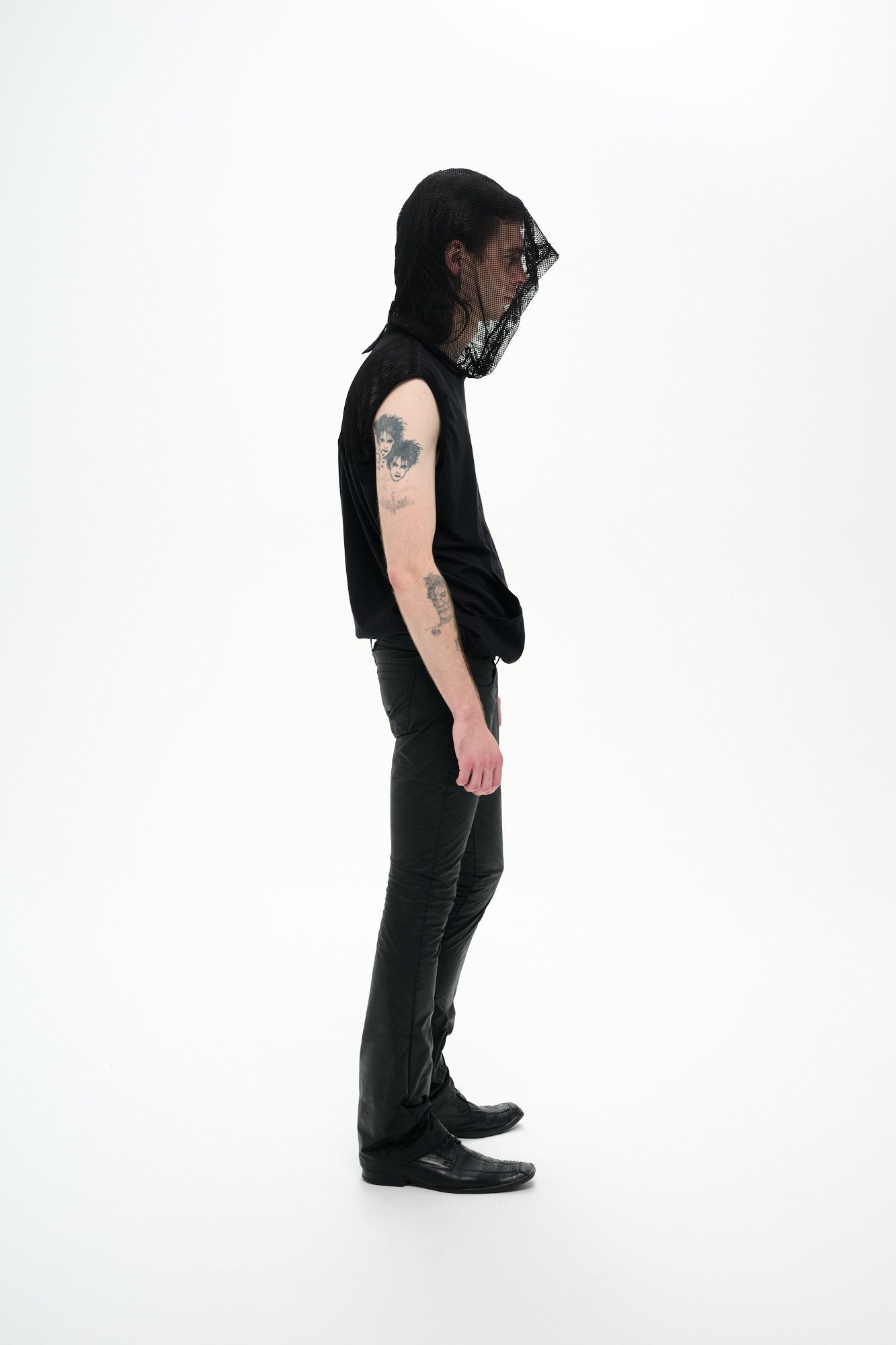 MESH TANK TOP HOODIE - BLACK