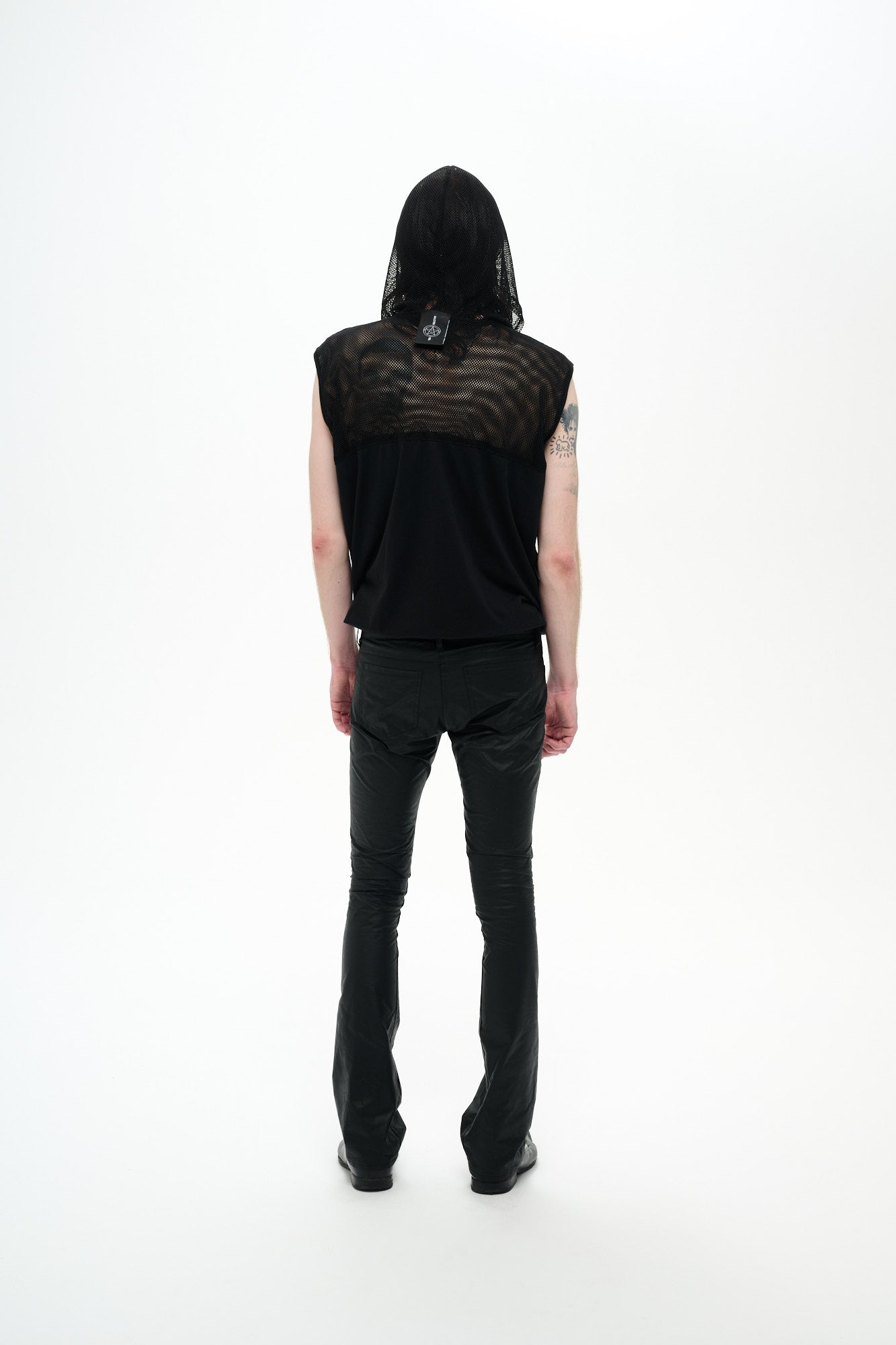 MESH TANK TOP HOODIE - BLACK