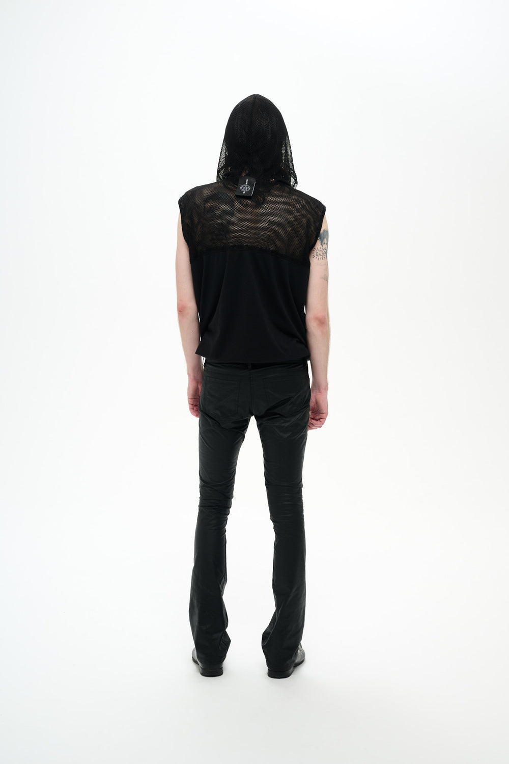 MESH TANK TOP HOODIE - BLACK